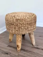 18" Round Water Hyacinth Ottoman Foot Stool Night Stand Display Side End Table