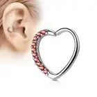 Piercing Ear Cartilage Daith Heart Rhinestones Red