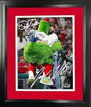 Framed Phillie Phanatic & Jason Kelce Dual Facsimile Laser Engraved Signature Auto Philadelphia Phillies 11"x14"Baseball Photo HOFSM Holo