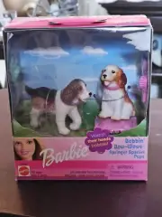 NEW Vintage Mattel Barbie Bobbin' Bow-Wows Springer Spaniel Pups/Puppies NIB