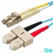 15M LC-SC Fiber Optic 10Gbps Duplex 50/125 Multi-Mode Optical Patch Cable Aqua