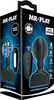 MR PLAY Inflatable Anal Plug - Black USB Rechargeable Inflatable Anal Plug with Wireless Remote