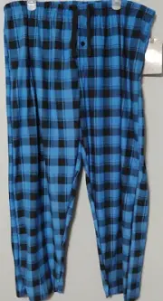 North 15 Mens 5XL Big & Tall Blue Black Plaid Pajama PJ Lounge Pants Pockets New