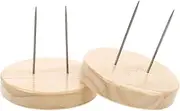 ABOOFAN 2pcs Wooden Doll Display Rack Practical Double Pin Showcase for Clay Dolls Base for Collectibles and Decorations for Organizing and Displaying