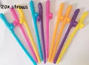 20 Hens Party Night Willy Dick Sexy Straw Penis Dicky Straws Bachelorette 3color