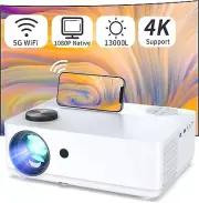 Smart Projector, Native 1080P, 4K Support, 500 ANSI Lumens, Wi-Fi, Bluetooth YZQ