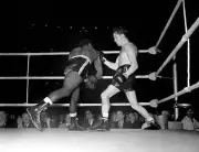 Nigerian Hogan Bassey Englishman Sammy McCarthy during their fight- Old Photo