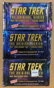 SEASON 1-2-3 FLEER STAR TREK SKYBOX ORIGINAL SERIES TRADING CARD PACKS -3 PACKS