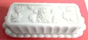 Westmoreland White Milk Glass Covered Butter Dish Grapes & Leaves 7.5" x 3"