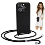 Crossbody Lanyard Strap Case for iPhone 14, Neck Cross Body, Adjustable Black
