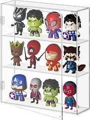 AITEE Acrylic Display Case for Mini Funko Pop Figures, Clear Wall Mounted or Desktop 3 Layer Storage Cabinet Organizer for Mini Funko Pop Figures,Collections,Dustproof Display Case for Toys Rock Stone