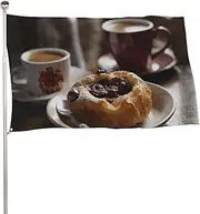 Bread on White Plate Flag 35x59 in Double Sided Printed Garden Flag Decorative Banner No Fade Yard Flag with Brass Grommets Hanging Photo Backdrop for Indoor Outdoor Party Home Decor