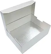 Culpitt 16" x 12" (406 x 304mm) Cake Board & White Cake Box Combo, Oblong Silver Fern Cake Drum with Matching Box, 0.5'' (13mm) Thick, Rectangular Cake Transport, Single Pack 16" Rectangle