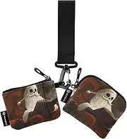 [XYMZR] Mini Zip Around Wristlet keychain Wallet Christmas Spirit Santa for Women Personalized Pattern Detachable Dual Pouch Wristlet Portable Wallet Phone Coin Purse, Multi-colored, One Size