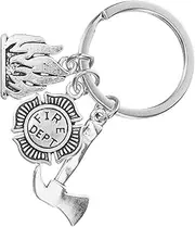 [MOBUTOFU] Firefighting Car Charm Keychain Fire Axe Keyring Metal Firefighter Keychain Keyring Pendant Fireman