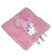 NEW Parents Choice Pink Elephant Plush Floral Satin Baby Blanket Plush Buddy