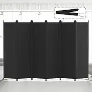 Kokorona 6 Panel Room Divider, 183cm Tall Folding Privacy Screen Wall Dividers, Portable Privacy Screen Freestanding Room Divider for Room Separation, Included - Cover Strips, 305cm W x 183cm H, Black