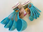 Aqua Blue KitchenAid Measuring Cups and Spoons Set New