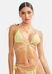 [Dippin' Daisy's] Pretty Plaid Cove Bikini Top