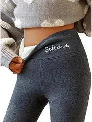 [Hehuo] Soft Clouds Fleece Leggings, Fleece Lined Leggings Women, Thick Leggings for Women Tummy Pants Control