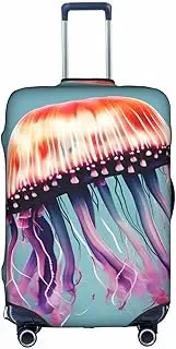 [Pvinnk] Jellyfish Print Protective Luggage Cover Elastic Washable Suitcase Protector Travel Gear Protector, White, Large