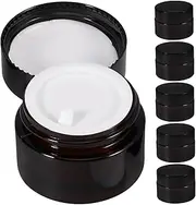 TOKIDNY 6pcs Glass Jars Travel Cosmetics Containers Face Lotion Bottles 15g Skincare Essential for Travel