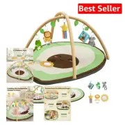 Adorable Avocado Baby Play Gym Mat with 6 Detachable Sensory Toys - Light Green