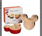 2 Le Creuset Disney Mickey Mouse Set of 2 Stoneware Ramekins Black & Red Boxed