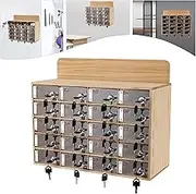 Generic Cell Phone Locker Box, 20 Slots Clear Acrylic & Wooden Phone Storage Cabinet, Wall Mounted with Locks, Classroom, Office, Gym, 42.9cm x 18.8cm x 28.4cm, Wooden Color