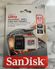 sanDisk ultra micro SDXC card with adapter 64 GB speed up to 100
