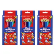 3x 10pc Texta Maxi Triangular Colouring Pencils Drawing Coloured Sketch f/ Kids