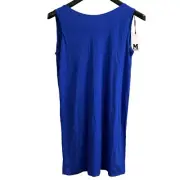 Missoni Mini Dress Womens XL Blue Shift Jersey Knit Gold Hardware Detail Party