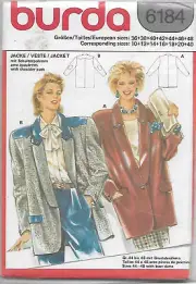 C139 BURDA 6184: JACKET SIZE 10-20 SEWING PATTERN
