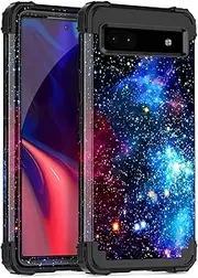[Hekodonk] for Google Pixel 6A Case (2022),Heavy Duty Full Body Shockproof Protection Hard Plastic+Silicone Rubber Hybrid 3 in 1 Protective Phone Case for Google Pixel 6A,Sky Blue