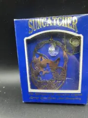 Crystal Suncatcher with Cat in Basket and Small Crystal Hanging on Handle