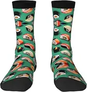 [Ghjkfbf] Sushi Food Print Novelty Unisex Socks Colorful Stylish Crew Socks Casual Dress Gifts For Men Women