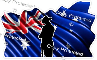 Anzac Army Australian Waving Flag Bumper Sticker 200mm Decal Car Caravan Ute RV