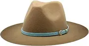 [FONSMAY] Men Women Wide Brim Gradient Faux Wool Felt Wool Fedora Hats with Band Cowboy Carnival Panama Jazz Cap