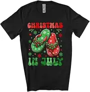 [Generic] Christmas in July; Adorable Summer Vacation Groovy Hawaiian Flip Flops; Women Family Group Unisex T-Shirt