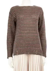 Striped Wool Knit Long Sleeve Top