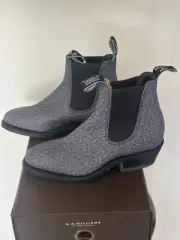 RM WILLIAMS Lady Yearling Grey Print Leather Boots Size AU/US 6.5 6.5D EU 36.5