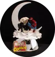 SPIDERMAN groom Sexy Cat women bride Wedding Cake Topper Top Super Hero Funny