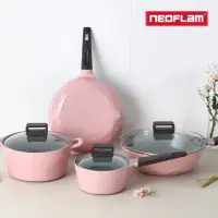 在飛比找momo購物網優惠-【NEOFLAM】韓國製Carat系列粉紅鑽石4鍋組(IH爐