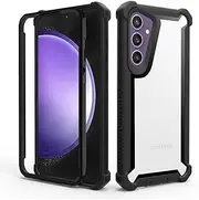 [Asuwish] Phone Case for Samsung Galaxy S23 FE 5G Cover Rugged Shockproof Hard Drop Proof Full Body Protective Heavy Duty Hybrid Mobile Dual Layer Cell Accessories S 23 EF S23FE 23S Women Men Black