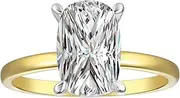 [Espere] 18K Gold Plated Sterling Silver 2 Carat Cubic Zirconia Solitaire Engagement Ring | Women's Thin Band CZ Promise Ring