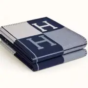 Newwool Cashmere Throw Plaid Blankets Pillow Sofa Bedding Shawl Xmas Gift - Navy Blue(Streaks)