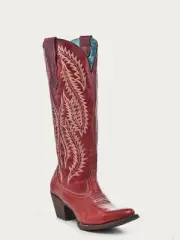 Corral Red Embroidery Tall Snip Toe - Boot Ladies - E1318