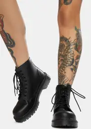 [Altercore] 651 D Vegan Leather Lace-Up Boots