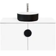 CIBO 900mm White Mornington Wall Hung Vanity With Black / White Basin And Black Handles