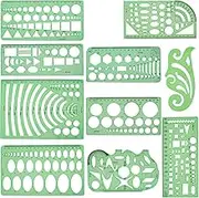 11Pcs Measuring Templates, House Plan, Interior Design and Furniture Templates, Drafting Tools and Ruler Shapes for Architecture, Large and Small Size